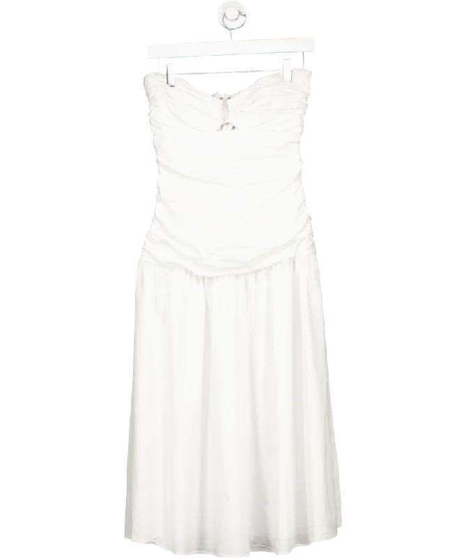 MANGO White Draped Dress With Metallic Detail UK 8