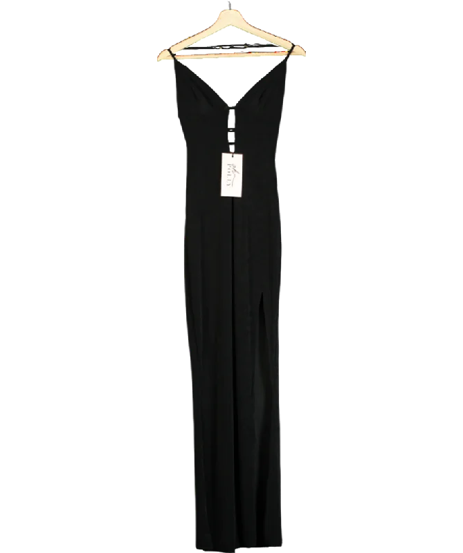 Oh Polly Black Cut-out Halterneck Maxi Dress UK M