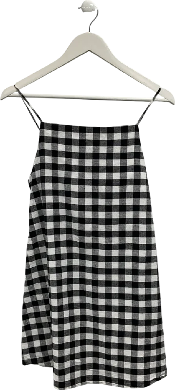 ZARA Black Gingham Strappy Dress UK S