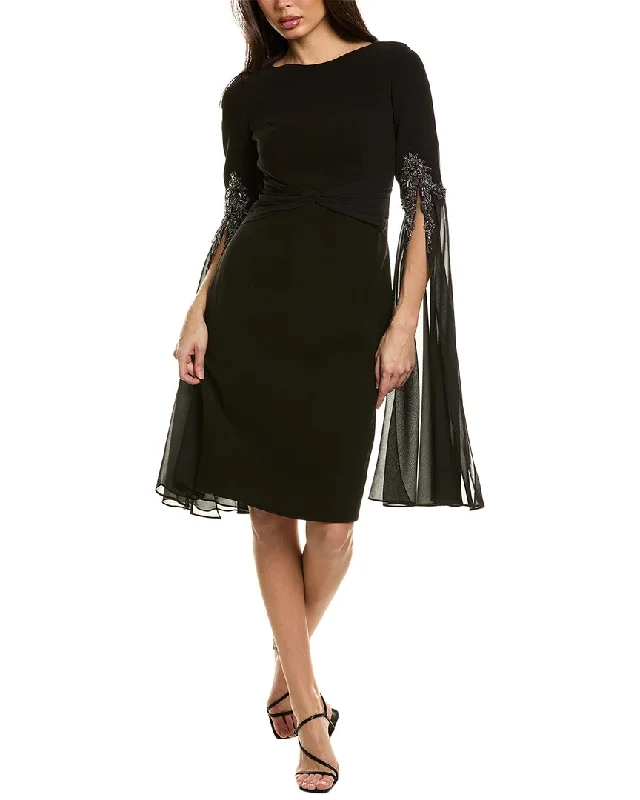 Teri Jon By Rickie Freeman Oversized Bell-Sleeve Dress