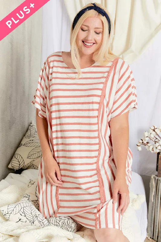 Davi And Dani Stripe Midi Plus Dress