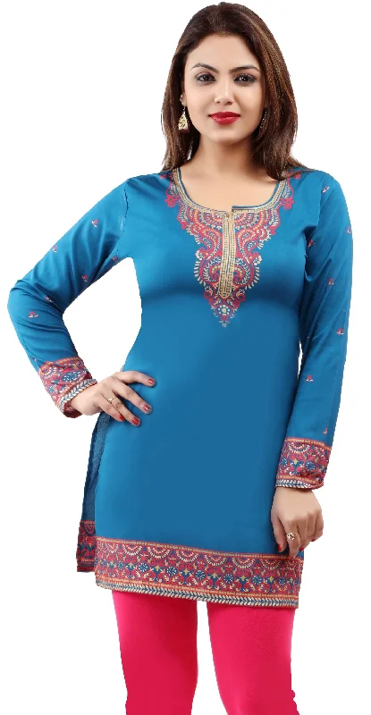 Blue Indian Style Tunics for Women – Elegant Ethnic Tops