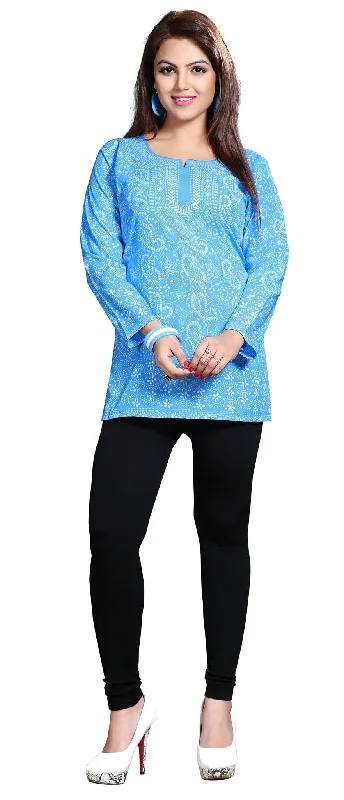 Chic Blue Indian Kurta for Ladies – Stylish Short Kurti