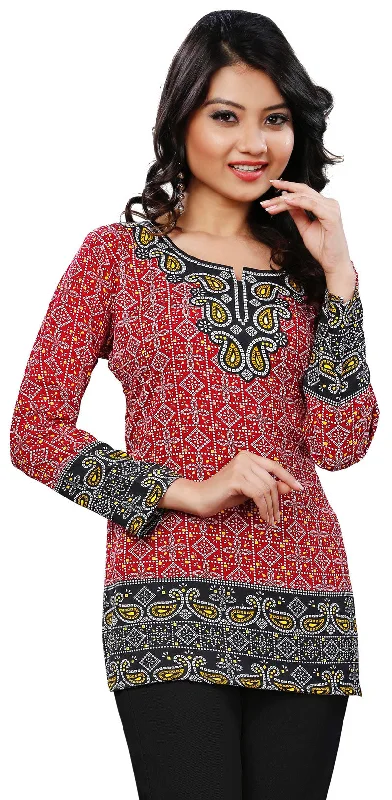 Chic Fashion Kurta India - Elegant Red Short Kurti for Women