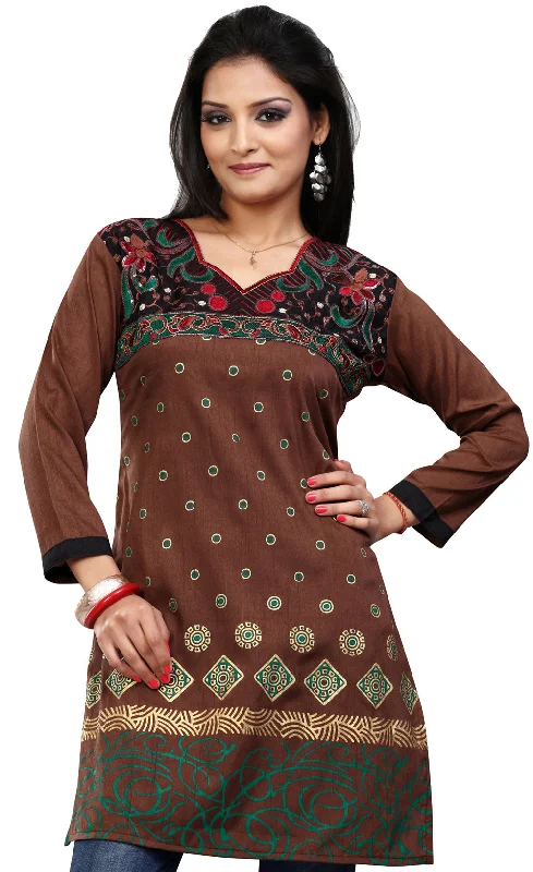 Elegant Brown Short Kurti for Women – Buy Indian Kurtis Online