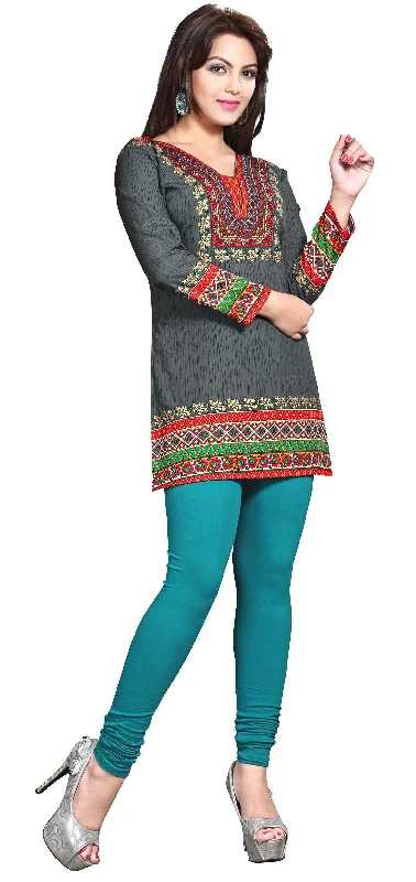 Elegant Grey Indian Kurti Tops – Stylish Short Kurti for Women