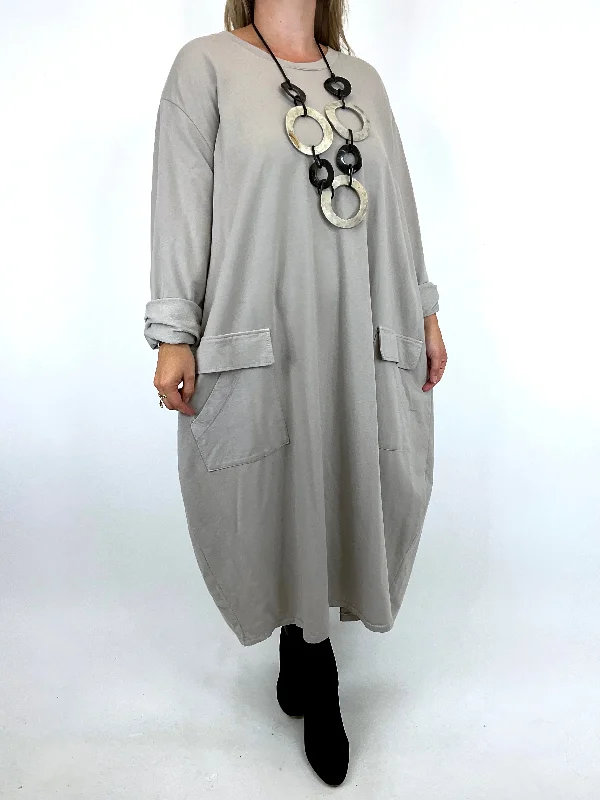 Made in Italy Lagenlook Kat Oversized Pocket Tunic in Stone. 91943