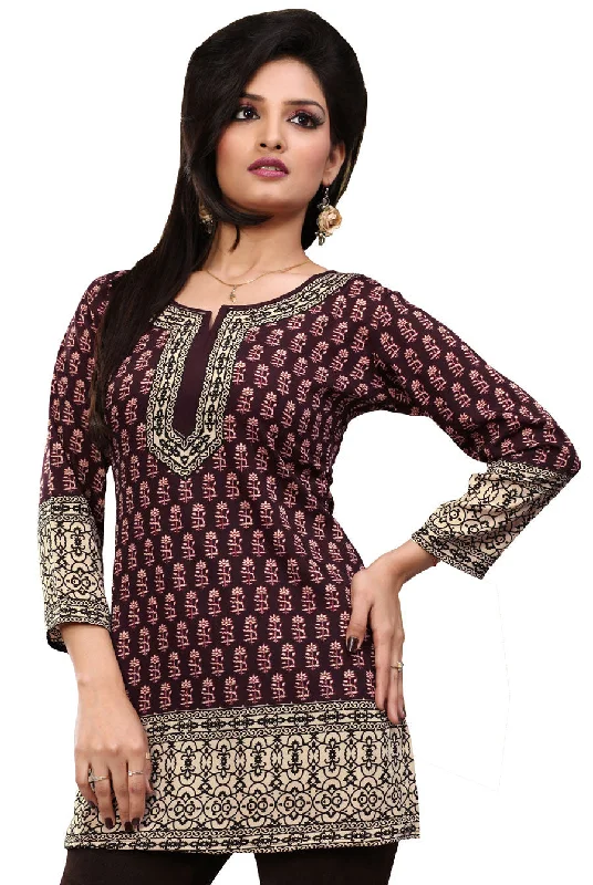 Stylish Brown India Tunic Tops – Trendy Ethnic Wear for Women