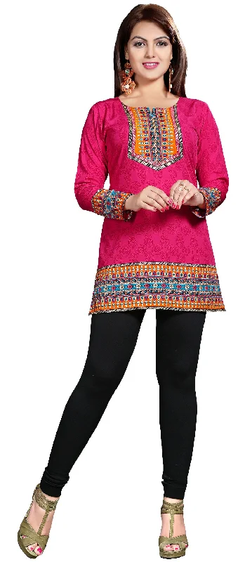 Vibrant Pink Indian Tunics – Stylish Short Kurti for Women